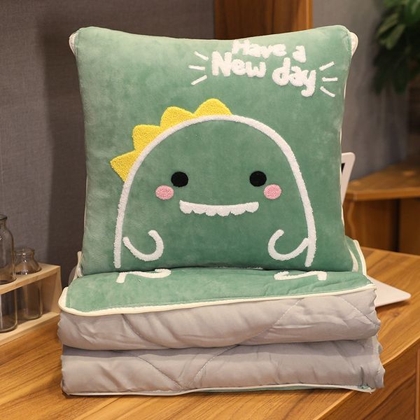 Cartoon Throw Pillow Couchette ￠ double usage serviette en peluche Broideed Sofa Coussin pliage Blanche d'oreiller E06