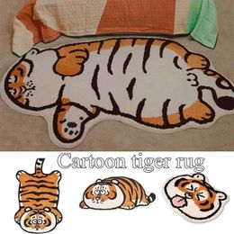 Tapis d'entrée de tigre de dessin animé tapis de salle de bain absorbant tapis moelleux antidérapants pour décor de salon tapis de sol tapis en fourrure 240322