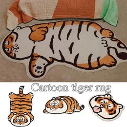 Alfombra de entrada de tigre de dibujos animados, alfombras de baño absorbentes, alfombras antideslizantes y esponjosas para decoración para sala de estar, alfombras de área peluda 240322