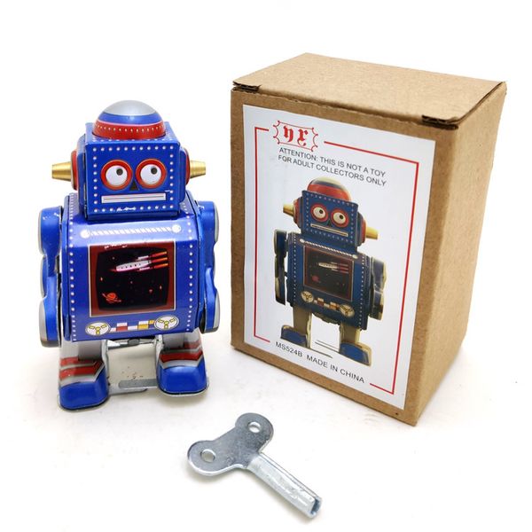 NB Jouet à remonter robot en fer blanc de dessin animé, jouet d'horlogerie rétro fait à la main, ornement, style nostalgique, cadeaux de Noël d'anniversaire pour enfants, à collectionner