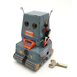 Cartoon blik tank robot wind-up speelgoed, retro persoonlijke hangers, ornament, nostalgische stijl, kind 'partij verjaardag kerstcadeaus, verzamelen