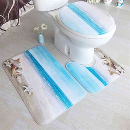 Cartoon Toilet Foot Pad Seat Cover Cap Kerstversiering voor Home Deksel Protector Badkamer Accessoires Set 210423