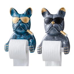Cartoon Toiletrolhouder Gemonteerd Hond Sculptuur Tissue Rack voor Wasruimte el Box Keuken Thuis Kunst Ambachten Decoratie 240102