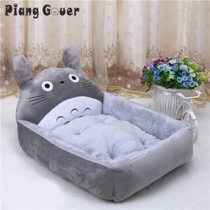 Dibujos animados de Totoro, franela, perrera para gatos, suministros para mascotas, tamaño grande, cama para perros, estera impermeable para cachorros, casa cálida, lavado a mano 201124314M