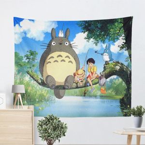 Tapisserie de dessin animé totoro kawaii, décoration murale suspendue pour chambre d'enfants, tapis d'appartement de maison moderne, couverture 199n