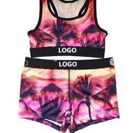 Cartoon Trainingspakken Dames Sneldrogend Vest En Shorts Tweedelige Set Sport Fitness Boxer Designer Gedrukte Letter Camouflage Outfits 8728