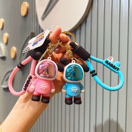 Cartoon trendy coole ruimte beren tas hangen sleutelhanger kleine poppen auto hangende accessoires paar sleutelhanger
