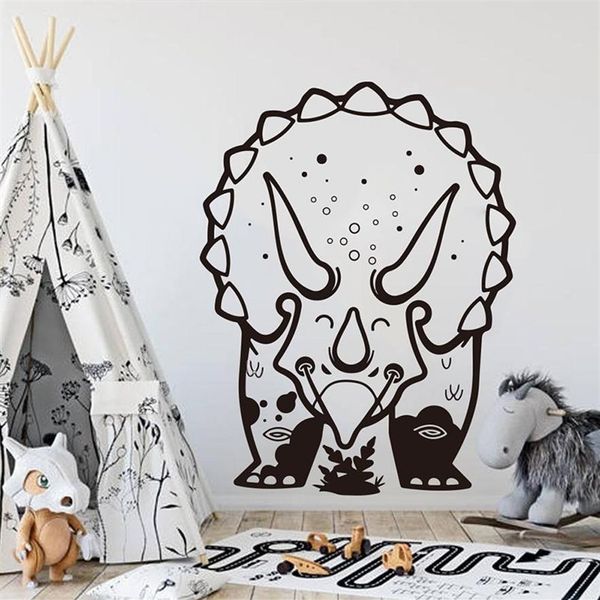 Dessin animé Triceratops dinosaure autocollant mural chambre de garçon chambre d'enfants grand parc jurassique Dino Animal sticker mural chambre vinyle décor à la maison 2314h