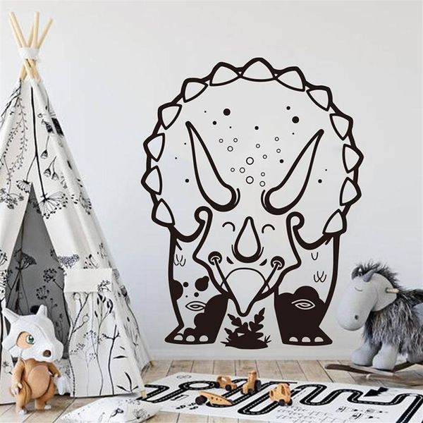 Dessin animé Triceratops dinosaure autocollant mural chambre de garçon chambre d'enfants grand parc jurassique Dino Animal sticker mural chambre vinyle décor à la maison 22813