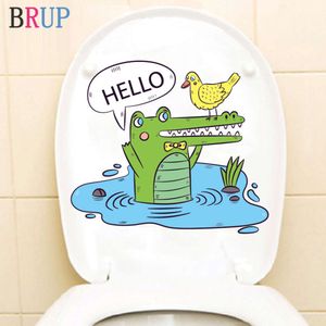 Cartoon onderzeese dieren toiletsticker vriendelijk octopus krokodil vis muurstickers mode thuisdecoratie voor badkamer waterdicht