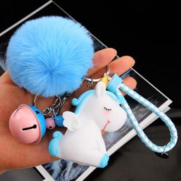 Dessin animé licorne porte-clés poupée sangles de téléphone portable en peluche sac pendentif femme voiture porte-clés mignon créatif entreprise promotion conférence cadeau