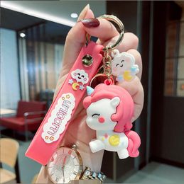 Cartoon Unicorn PVC hangerse sieraden Key Chain Backpack ornament auto sleutelring geschenken ongeveer 50 g