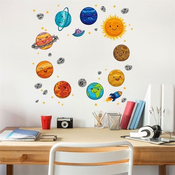 Cartoon universo pianeta Wall Sticker camerette camere studio decorazioni camera da letto carta da parati murale casa decalcomanie artistiche adesivi vivaio 220727