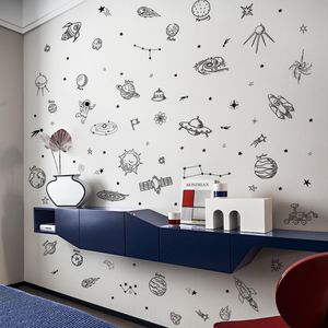 Dessin animé univers thème motif autocollant mural chambre enfants chambre de bébé décoration de la maison murale combinaison papier peint pépinière autocollants