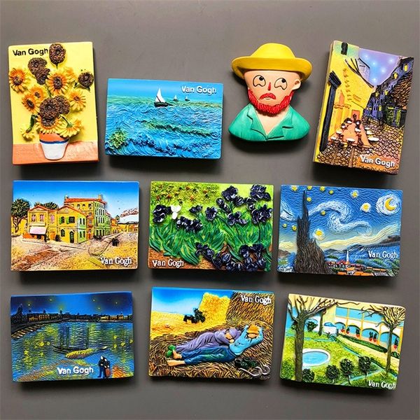 Dibujos Animados Van Gogh resina nevera pasta nevera imán magnético creativo 3d habitación decoración colección regalos 220426