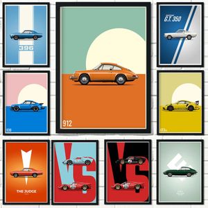 Dessin animé Vintage voitures toile peinture affiche voiture de course Ae86 GT3 mur Art décor peinture chambre mur toile affiche garçon chambre peinture affiches cadeau pour ami w06