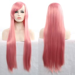 Cartoon Wig Cosplay Straight Long 80cm Rode en witte synthetische pruiken voor vrouw Glueless Fashion Hair Extentions