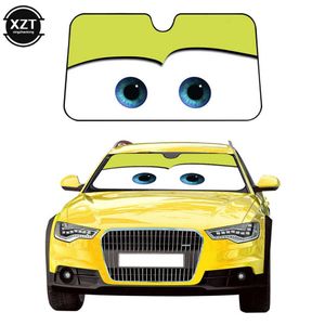 Visière de pare-brise chauffante en feuille de dessin animé, 4 couleurs, grands yeux Pixar 130x70cm, visière de fenêtre avant de voiture, protection solaire 231l