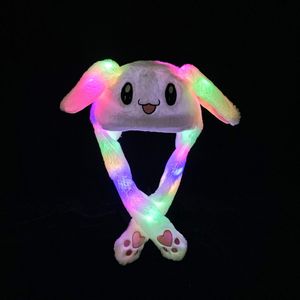 Cartoon vrouwen schattige led licht konijn hoed beanie pluche oren bewegende konijntje hoeden oorvakkingen oor roerende pet volwassen kinderen kerst winter warm caps gift jy0843