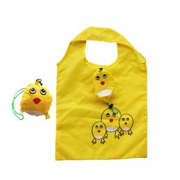 Cartoon gele kuiken vrijetijd tas mode milieubescherming draagbare opvouwbare polyester opslag herbruikbare grote boodschappentas