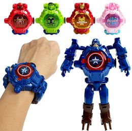 Cartoons Children039s watch Deformation robot 3d LED Luminous watch Children039s model toy watch9020126