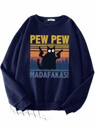 Cartos Cat Pew Pew Madafakas Sweats à capuche drôles pour femmes Fi Sweat à capuche tout-assorti Chaud Polaire S-XXL Sweat à capuche Vêtements de haute qualité e84F #