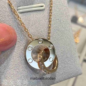 Cartre high -end sieradenringen voor dames klassieke liefde ketting dik vergulde 18k goud volle hemel ster kleine dubbele ring nekchain cirkel hanger ketting voor vrouwen