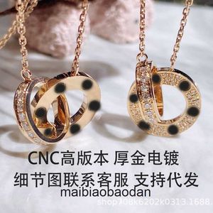 Cartre high -end sieradenringen voor dames v gouden cnc liefde ring gespillen dubbele ring ketting vol luchtster dik geplateerd 18k rosé goud slot botketen origineel 1to1 met logo