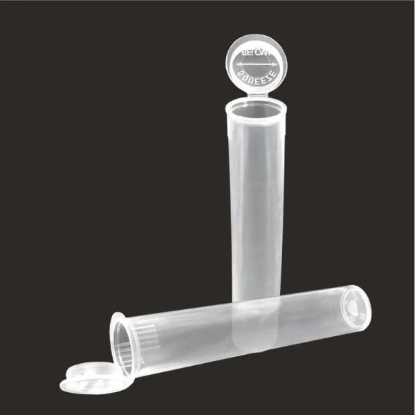 Cartouches Sacs d'emballage Tubes 0,5 ml 1 ml Tube en plastique transparent à l'épreuve des enfants pour cartouche V a p e Pen PP pré-rouleau 72 mm Conteneurs Emballage LL