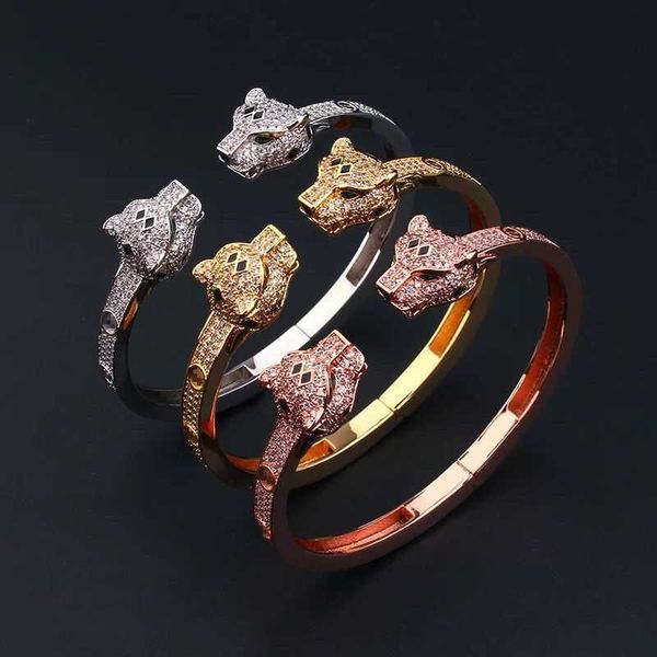 Carts Fashion Fashion Boiled Leopard Bracelet Ann Ring con micro circón que cae gel de temperamento de la cabeza de la cabeza joyería