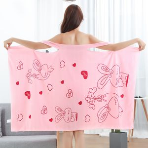 Cartton licorne Superfine Fiber serviettes de bain mode dame portable séchage rapide magique serviette de bain plage Spa peignoirs jupe de bain