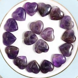 Carved 20MM Amethyst Natural Stone Heart Ornaments Crystal Minerals Reiki Healing Quartz DIY Gifts Citrine Home Decor