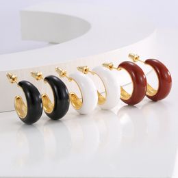 Gesneden hoepel oorbellen met gekleurde cirkel metallic sieraden voor vrouwen