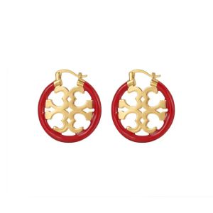 Boucles d'oreilles à cerceaux sculptées avec cercle coloré bijoux métalliques pour femmes LL