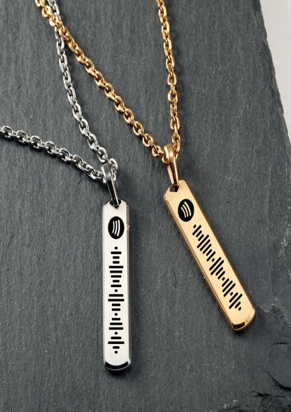 Collar con código de Spotify de música tallada para hombres, collar de acero inoxidable con código de canción tallado, joyería Gifts1709947