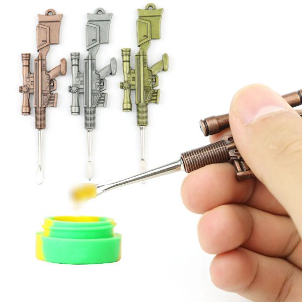 Outils de sculpture Pot en métal Fumer Dab Outil PP Sac Emballage Bâton Sélecteur d'oreille pour accessoires d'herbes sèches solides Titanium Nail Dabber Earpick 11 LL