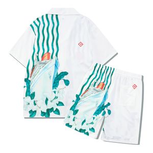 Casa Blanca Designer T -shirt Casa Blanca Man Heren Tracksuits Mens Hawaiian Beach Sets Vakantie Shirts Casablanc Shirt Color Blocked Shorts Set 509