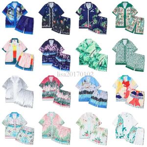 Casa blanca man t set masao san print heren casual en korte dames losse zijden tops katoen losse mannen vrouwen shirt casablanc shirt mouw kleren