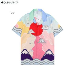 Casa Blanca Heren Shorts Designer Casablanc Shirt Zijden Sets voor de zomer Europese en Amerikaanse Casa Strandshirt met korte mouwen en print 4852