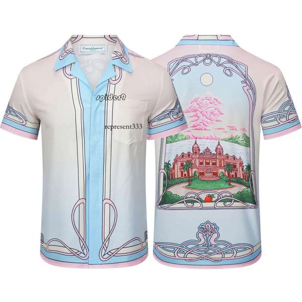 Casa Blanca chemises à motifs château domaine paysage à manches courtes hommes et femmes stupides chemises de vacances hawaïennes
