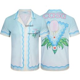 casa blanca shirts Tafeltennis Bloemenprint Gradiënt Zijde Casual Losse Overhemden met korte mouwen voor heren en dames Zomer Paar Hetzelfde