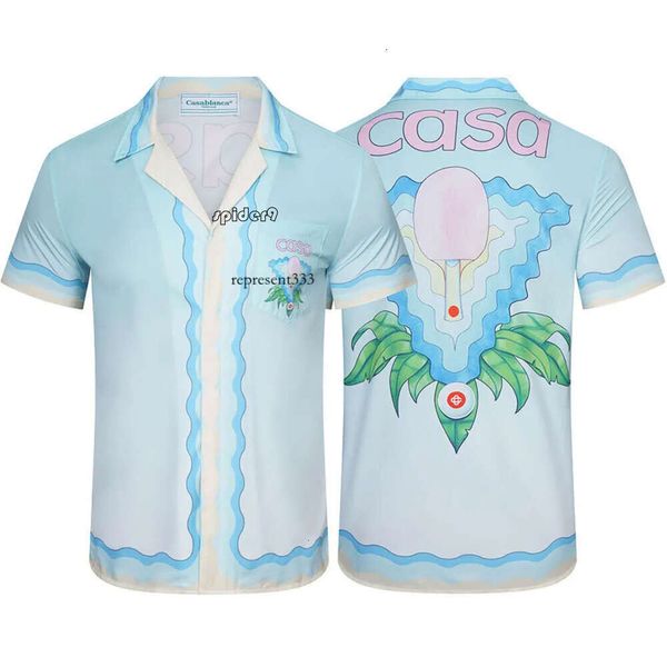Casa Blanca chemises Tennis de Table imprimé fleur dégradé soie décontracté ample hommes et femmes chemises à manches courtes été Couple même