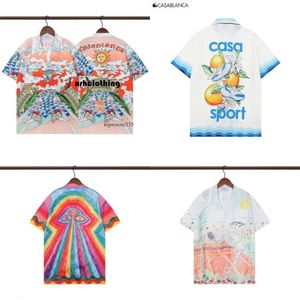 casa blanca t-shirt 2023 Nieuwe Casablanca Regenboog All-over Hawaiiaanse print met korte mouwen