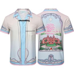 Casa blanca camiseta Casablanca estampado Castillo finca paisaje manga corta hombres y mujeres estúpidas camisas de vacaciones hawaianas