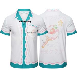 Casa Blanca t-shirt Casablanca rose vert vague dégradé fruits Tennis de Table raquette Style Satin chemise à manches courtes nouveau