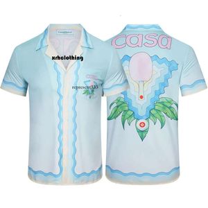 casa blanca t-shirt Casablanca Tennis de table fleur imprimé dégradé soie décontracté lâche hommes et femmes chemises à manches courtes été couple même