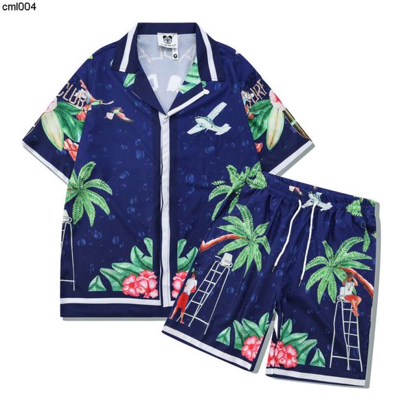 Casa Blancas High Quality Set Set Fashion Casablanc Shirt and Suit Men Te Tee Beach Shorts en cuir Stérome Swim Designer Mens Rizl