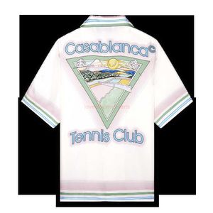 Casa Designer Kleding Overhemden Trainingspakken Dropped Satijn Casablanca-stijl Overhemd Tennisclub Los Heren Dames Veelzijdig modemerk Korte mouwen 24314