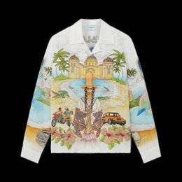 Casa Designer Mode Kleding Overhemden Trainingspakken Zomer Nieuw Casablanca Artiest Cubaanse kraag Siciliaanse paarstijl Trendy lange mouw