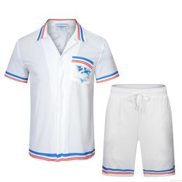 Casa Designer Mode Kleding Overhemden Trainingspakken 2023 Nieuwe Casablanca Zwaan Brief Bedrukt Shirt met Korte Mouwen Set voor Heren Dames Vrije tijd
